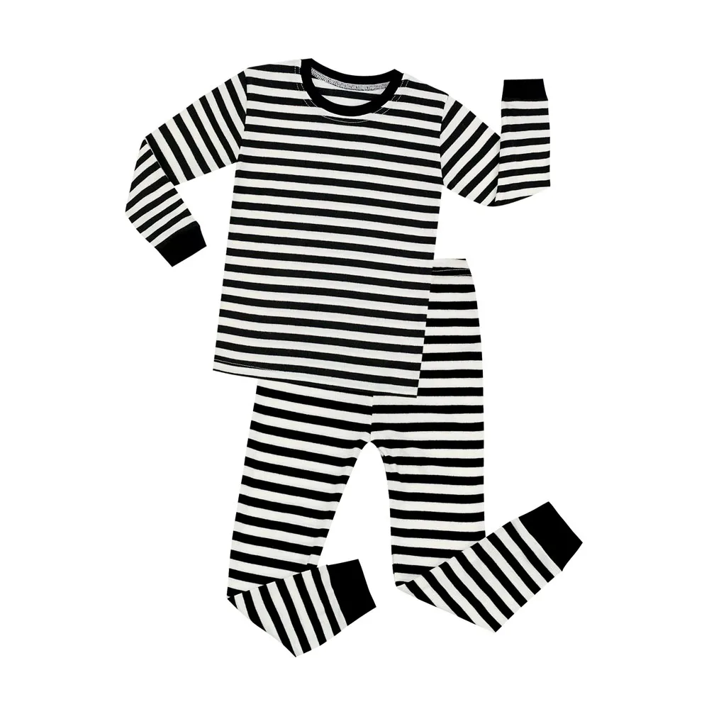 TINOLULING для маленьких мальчиков и девочек черно-белую полоску пижамные комплекты детская одежда для сна детская Рождественская красно-белую полоску пижамы От 1 до 8 лет - Цвет: PB06