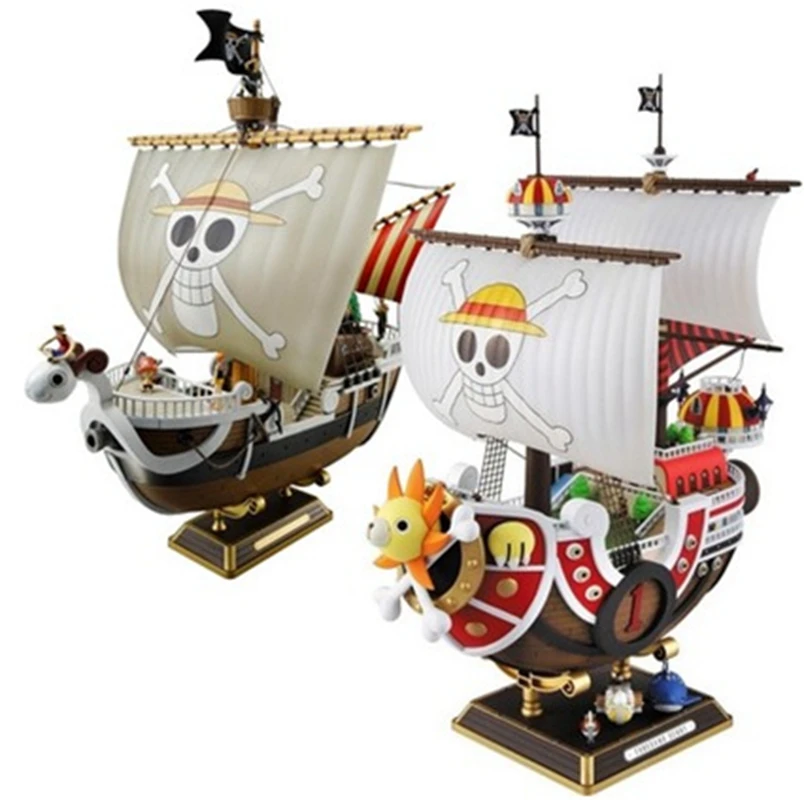 

Anime One Piece Thousand Sunny Going Merry Pirate Ship Assemble Model Retail Box PVC Boat Action Figure Kids Collectible Toy