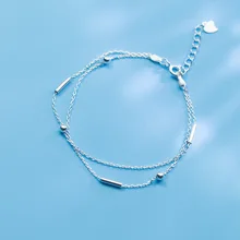 MloveAcc Настоящее серебро 925 пробы для женщин браслеты бисером полированный обувь для девочек знакомства Романтический серебряные ювелирные изделия