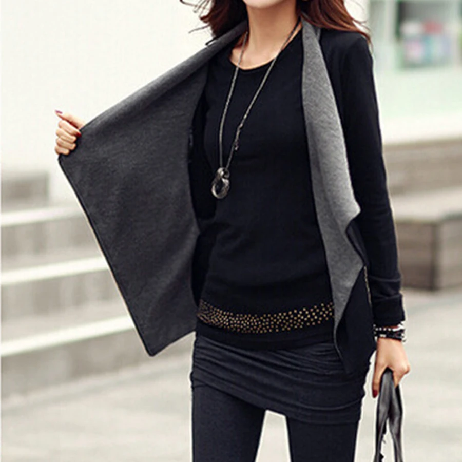 One clothing two style solid scarf collar blazers office work elegant women jackets business lady slim plus size thin suit women