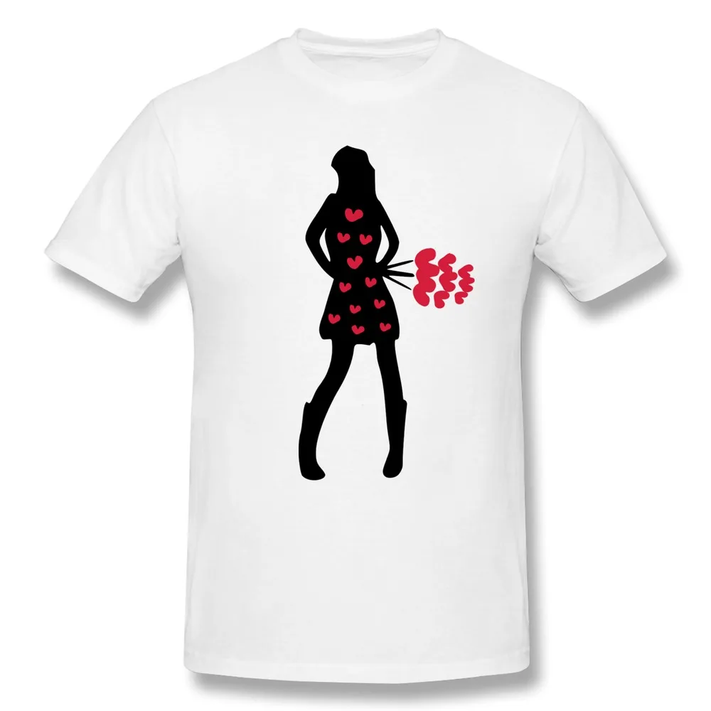 Only 1 Piece Casual Mans T Shirt Fashion model girl hearts flowers
