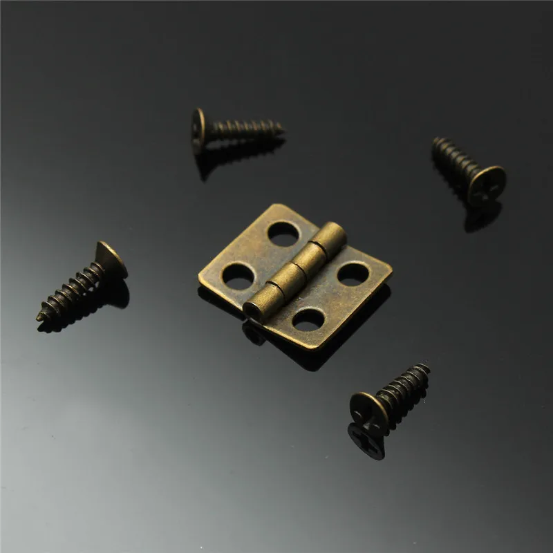 10pcs Antique Brass Vintage Jewelry Gift Wine Wood Wooden Box Hinge With Screws