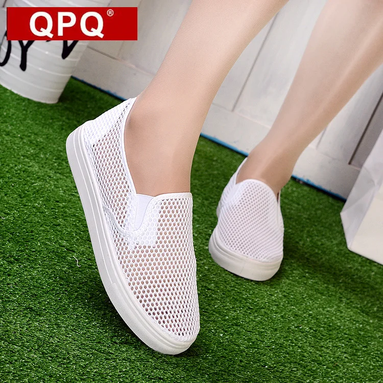 QPQ Fashion Women Shoes Summer Casual Style Mesh Shoes Woman Slip On Loafers Soft Light