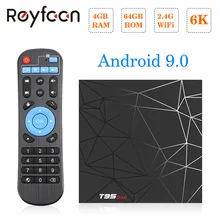 T95 MAX Android 9,0 tv Box 4 Гб 64 Гб Allwinner H6 quad core 6 K H.265 USD3.0 Wifi HDR поддержка проигрыватель google Youtube Smart tv Box