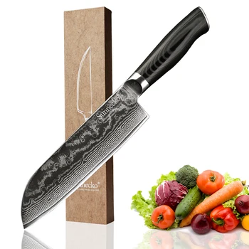 

SUNNECKO 7" inch Santoku Knife Damascus Japanese VG10 Steel Blade Strong Hardness Kitchen Knives Micarta Handle Meat Cutter Tool
