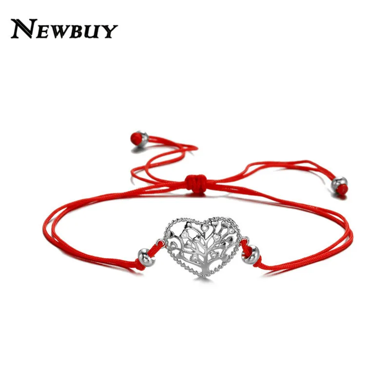 

NEWBUY Trendy Lucky Red String Bracelets For Women Men Children Gold/Silver Color Heart Life Tree Charm Bracelet Party Jewelry