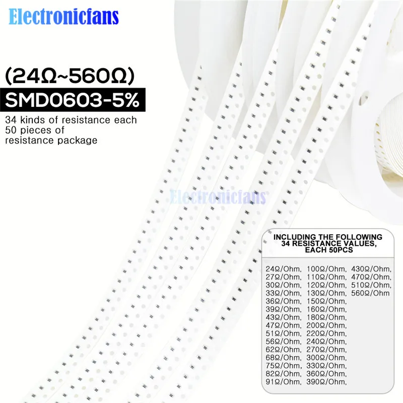 1700 шт./лот 0603 SMD резистор 0R 10 м Ом 5% 1/10 Вт 0 25 чип сопротивление фиксированный набор