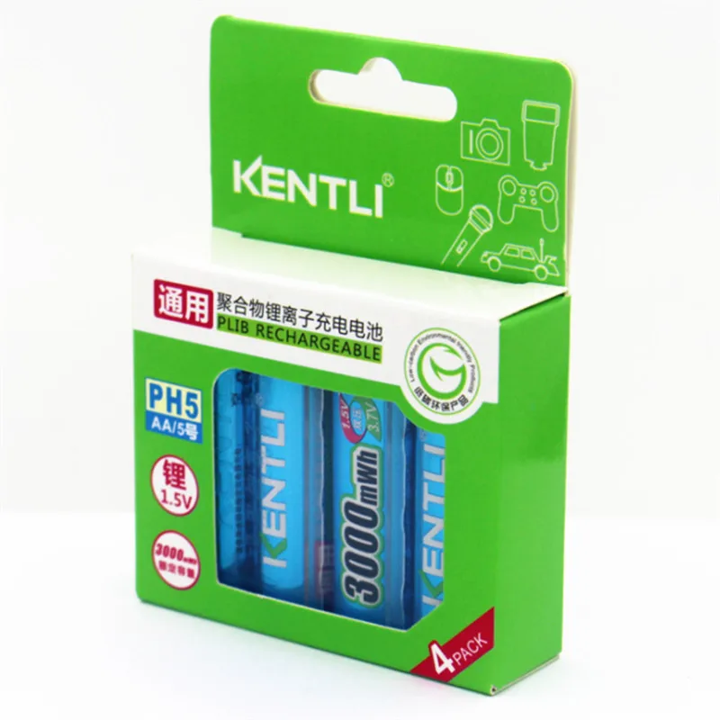 Lítio para Câmera Recarregável de Polímero de Lítio Bateria de Iões de Lítio Kentli 4 Pçs e lote Tensão Estável 3000mwh Pilhas aa 1.5 v Bateria Bateria de Iões de Ect - Image 6