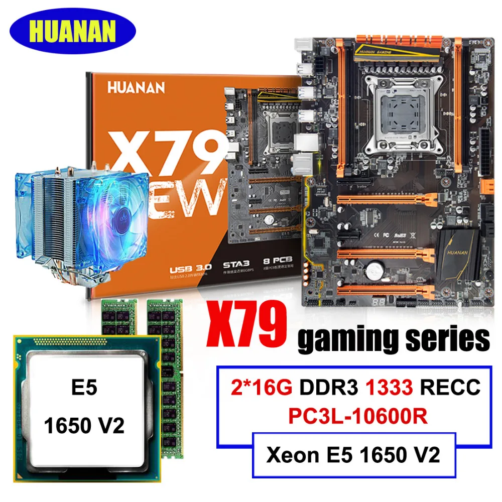 Бестселлер huanan Zhi deluxe X79 LGA2011 материнская плата с M.2 SSD слотом mobo с процессором Xeon E5 1650 V2 с кулером ram 32G(2*16G