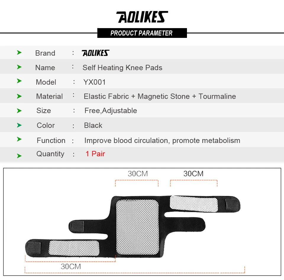AOLIKES 1 пара Самонагревающиеся наколенники Магнитная Терапия Наколенники для облегчения боли при артрите Поддержка коленной чашечки