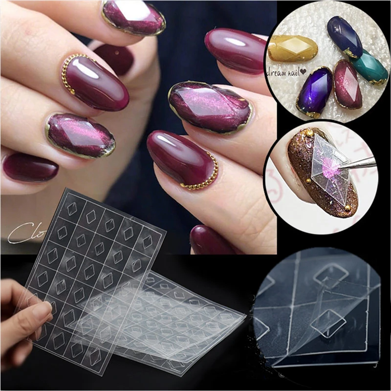 

1 Sheet Nail Gemstone Stencil Guides Mould Manicure Plastic Sheet Nail Art Gem Mold Sticker DIY Hollow Nail Salon Tips Tools