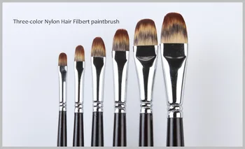 

207 Pro Synthetic Nylon Brush set Durable Using Artist Art Brush Set Filbert Shape Wooden Handle Acrylic Art Brush set
