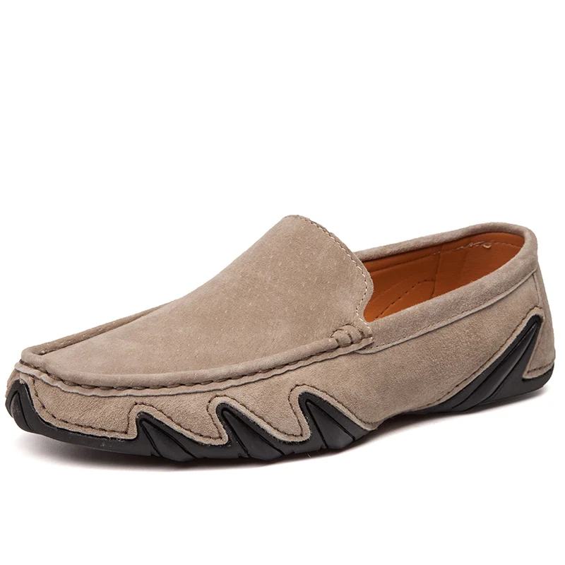 Замшевые Для мужчин Лоферы модная повседневная обувь Для мужчин Slip-на Zapatos мягкий свет Chaussure мужской мокасин обувь для вождения - Цвет: Khaki