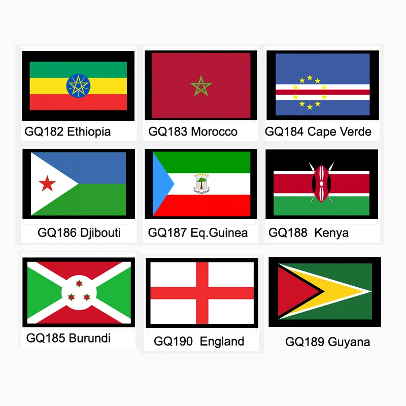 

5 pieces Ethiopia Morocco Cape Verde Burundi Djibouti Eq.Guinea Kenya Guyana England custom flag flags and banners