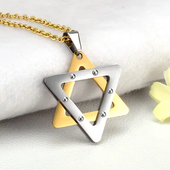 

SOITIS Magen Star of David Hexagram Pendant Israel Jewish Judaica Jewelry Necklace Stainless Steel Women Men Unique Chain