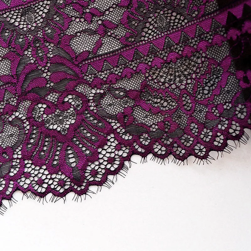 1 метр 22 см ширина ресниц эластичная кружевная отделка для DIY аксессуары пошива одежды аппликация стрейч французский чистая кружевная ткань фиолетовый