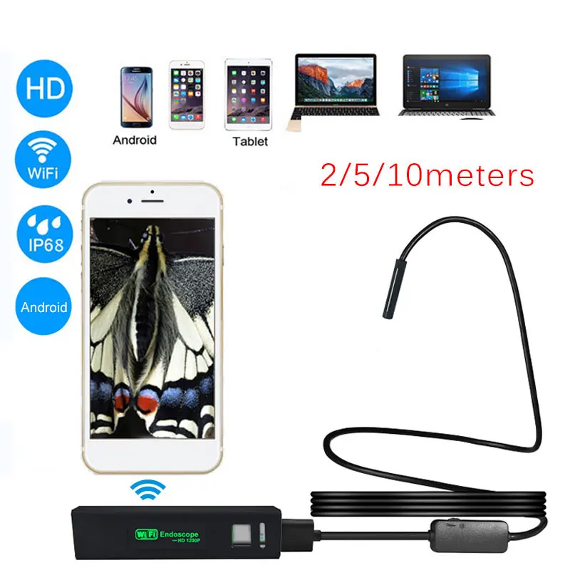 

Wifi 1200P Pipe Camera Waterproof Endoscope Borescope Wireless Hard Line