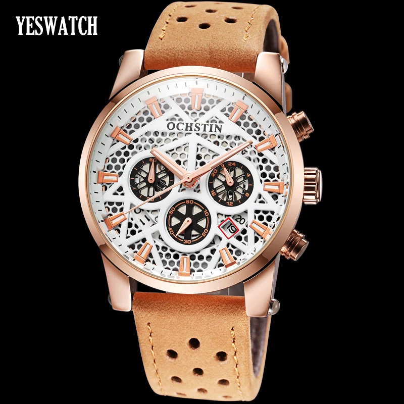 Prix pour Mode Squelette Hommes Montre De Luxe Marque OCHSTIN Ceinture En Cuir Creux Chronographe Étanche Sport Quartz Montre Relogio Masculino Prix pour Mode Squelette Hommes Montre De Luxe Marque OCHSTIN Ceinture En Cuir Creux Chronographe Étanche Sport Quartz Montre Relogio Masculino