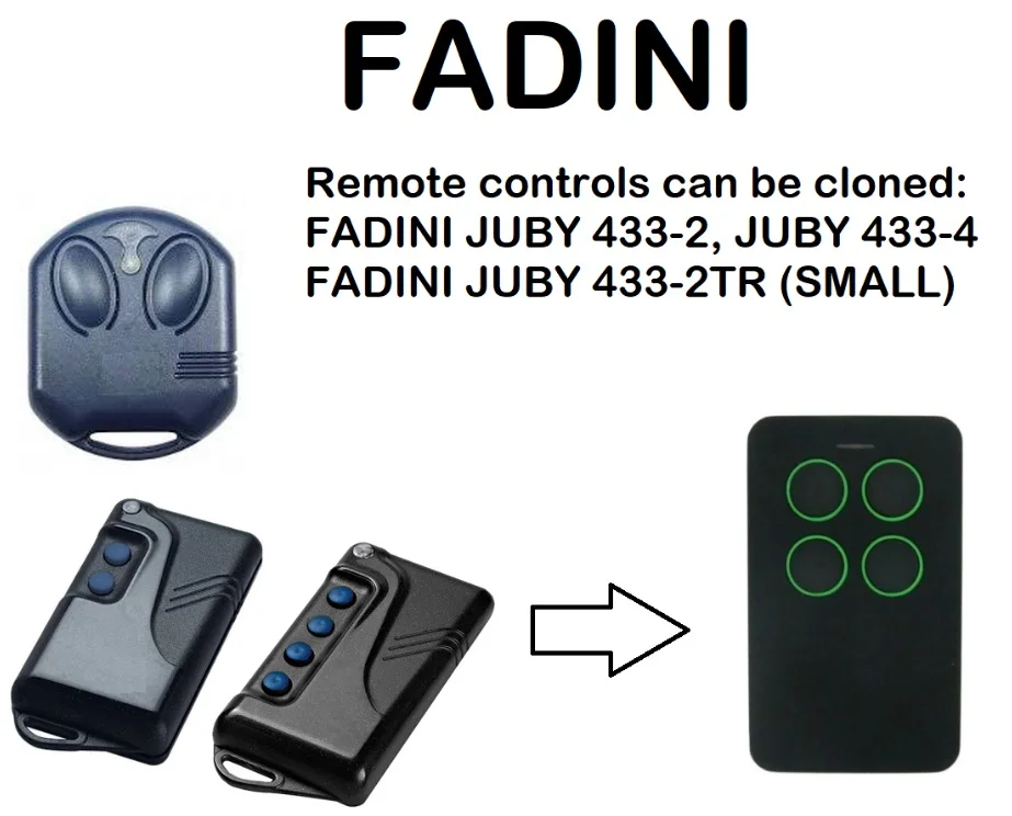 

FADINI JUBI 433 2TR (JUBY SMALL), JUBI 433-2, JUBI 4 Remote Control Duplicator
