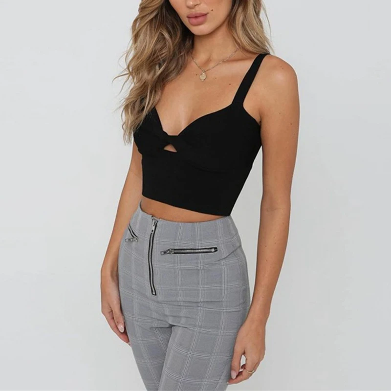 

Women Sexy Summer Casual Sleeveless Red Black Tank Top Sleeveless Solid Female Sexy Short Zipper Tops New Fashion 2019