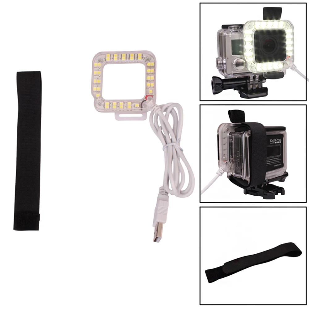 USB 20 LED عمل كاميرا عدسة حلقة اطلاق النار Nightshot فلاش ملء ضوء مصباح ل GoPro بطل 4 3 + 3 الإسكان للماء حالة USB 20 LED عمل كاميرا عدسة حلقة اطلاق النار Nightshot فلاش ملء ضوء مصباح ل GoPro بطل 4 3 + 3 الإسكان للماء حالة