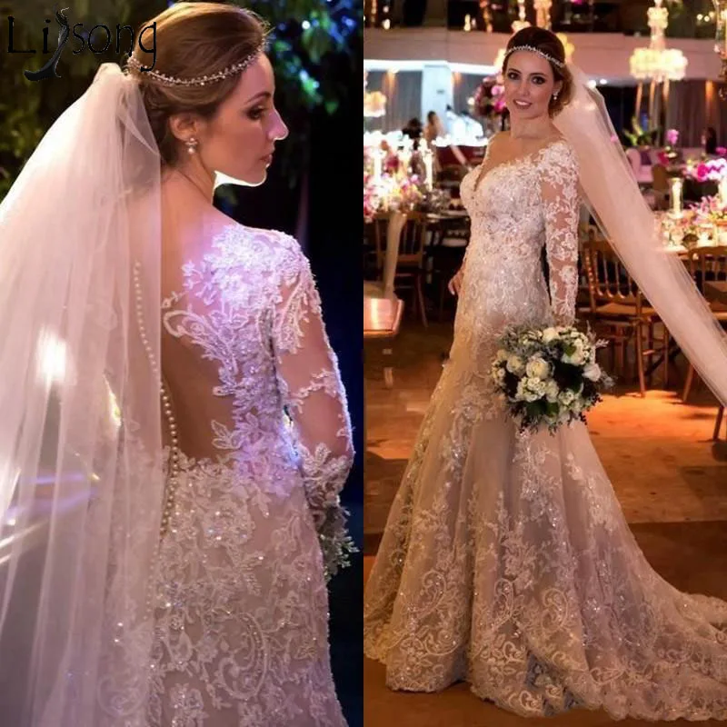 sparkle long sleeve wedding dress