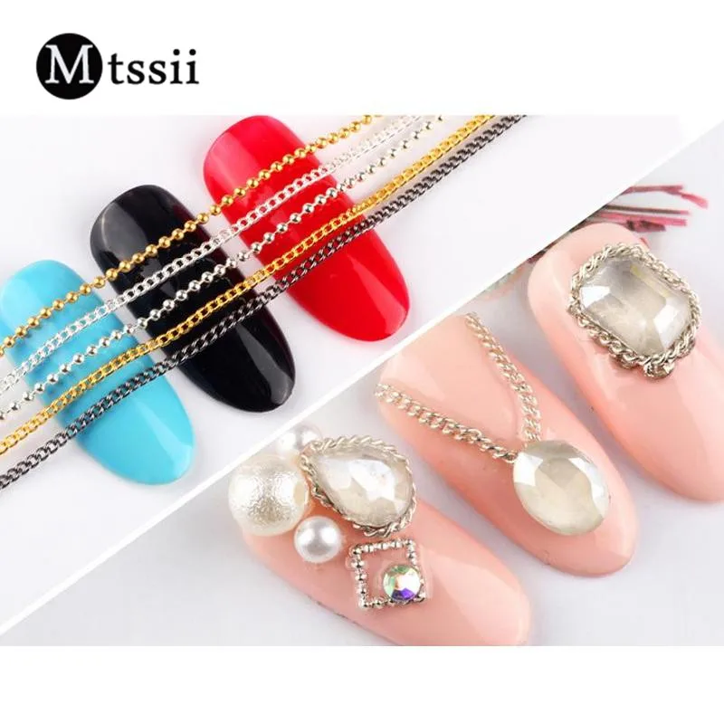 Mtssii الذهب الفضة مسمار الفن المعادن سلاسل روك الشرير 3d زينة 0.5mm 1mm 1.2mm مانيكير مجوهرات Diy مسمار التبعي جديد