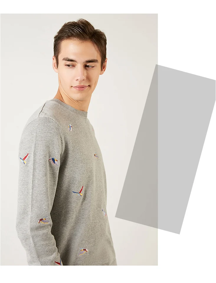 Мужские пуловеры из хлопка с вышивкой животных, Новая повседневная трикотажная одежда C | 419124539