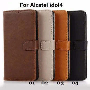 

smartphone cases for Alcatel idol4,100pcs/lot,TPU leather flip wallet cardslot protect for Alcatel idol4 cover case,free shiping