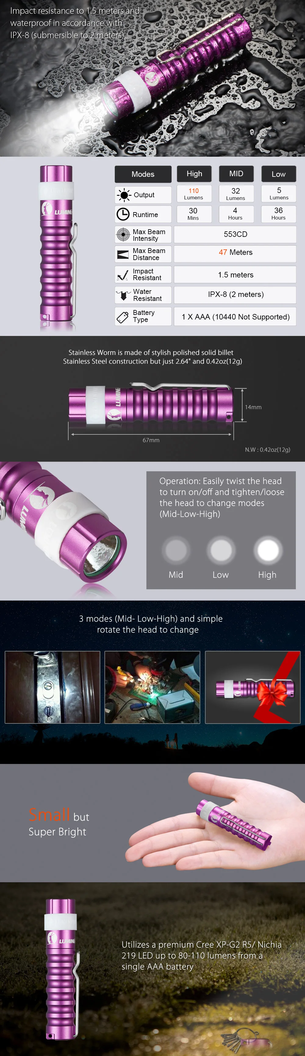 mini worm purple