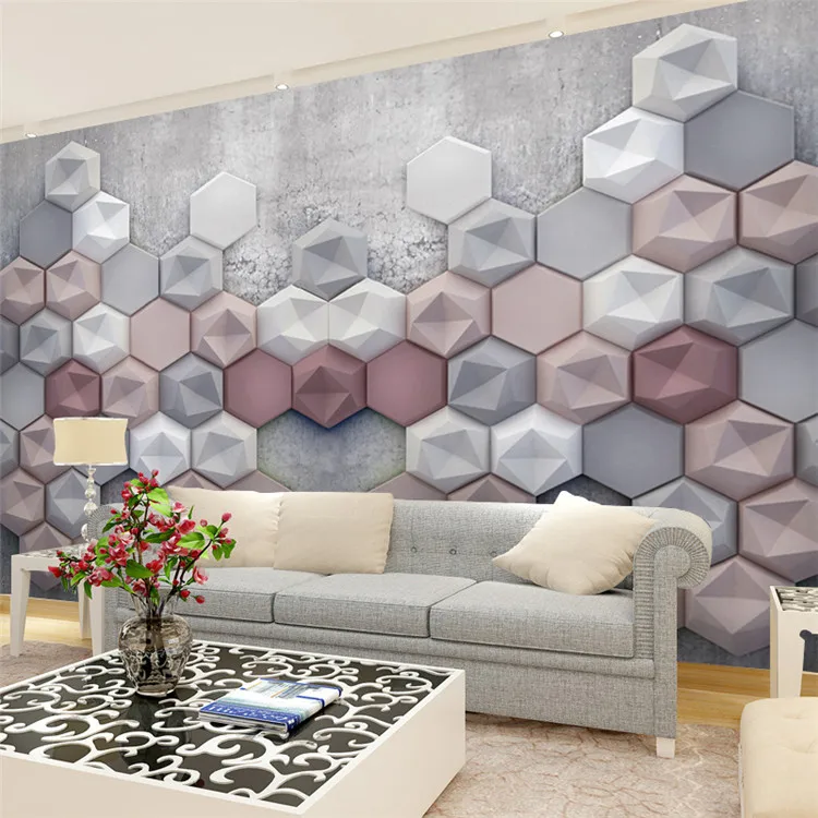 

living room 3d wallpaper geometry abstract murals modern sofa tv background wall decor wall papers photo mural