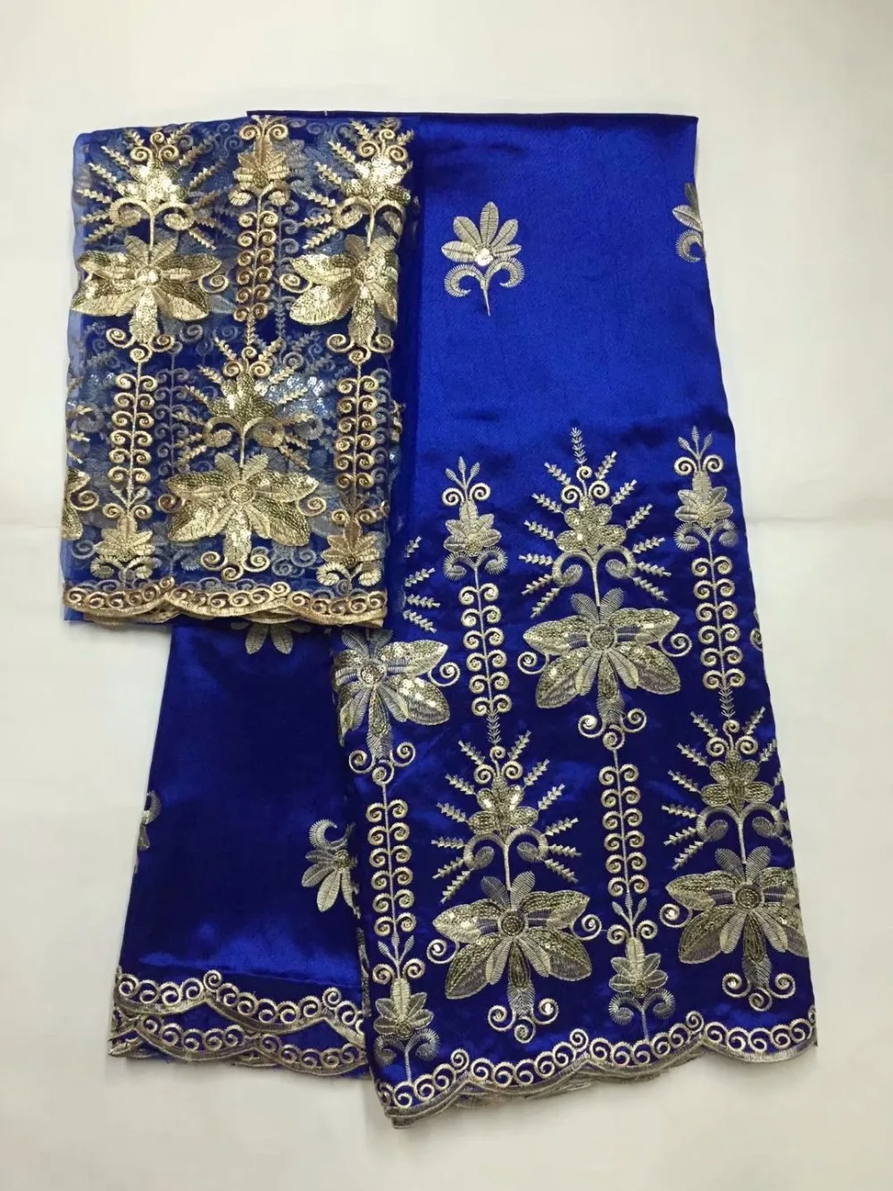 

Hot selling african geroge fabric with sequins high quality 2 yards blouse wholesale african lace fabric for dress