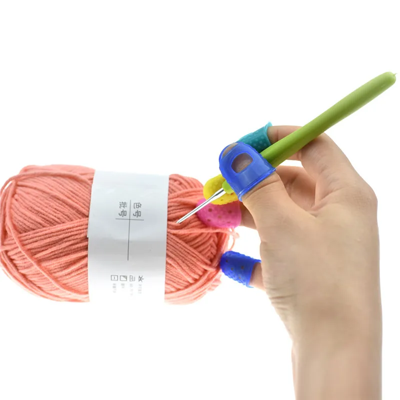Multicolor Silcone Thimble Tip Finger Tip Protection Hollowed Out Breathable DIY Sewing Needlework Accessory  Random Color Send (3)