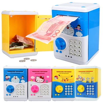 

Large Piggy Bank Children Smart ATM Money Saving Box alcancia Password Safe Piggy Bank for Paper Money Pink Cat Coin Bank