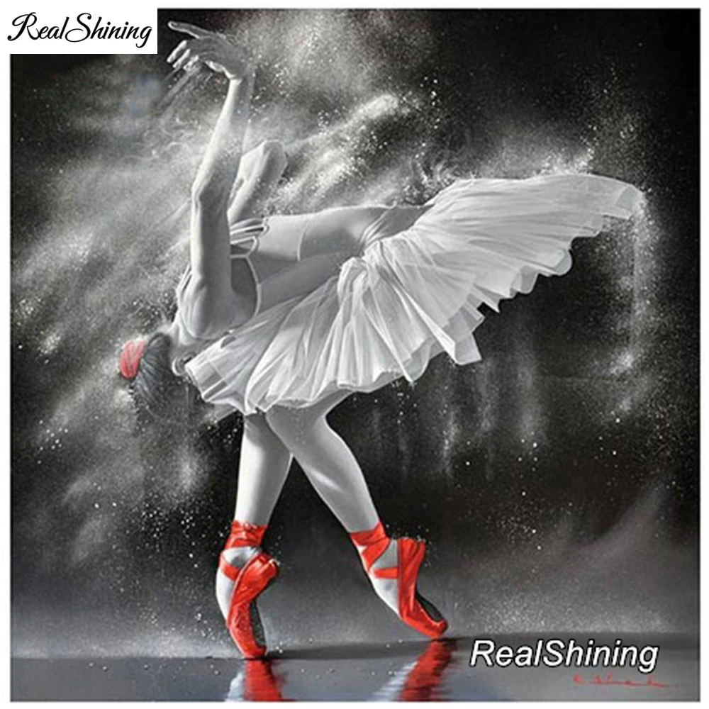 

REALSHINING New DIY Square Diamond Painting Cross Stitch Needlework 5D Full Diamond Embroidery Ballerina Girl Pattern DM142