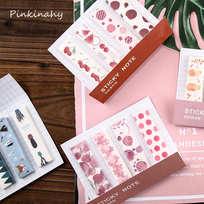 

Lovely Strawberry Cherry Misty Forest Starry Sky Memo Pad Kawaii Stationery Sticky Notes Paper Bookmarks School Office Supplies