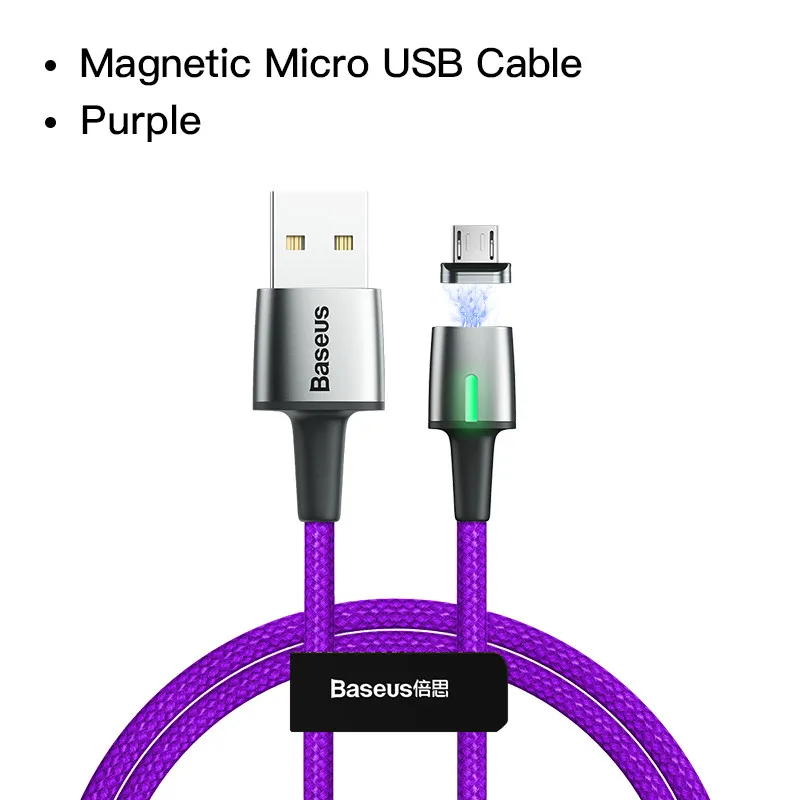 Магнитный кабель Baseus Micro usb type кабель для samsung s9 iPhone Xr зарядный usb-кабель Магнитный адаптер кабель для мобильного телефона USB шнур магнитная зарядка Type C кабель usb type c Micro USB - Цвет: Purple Micro USB