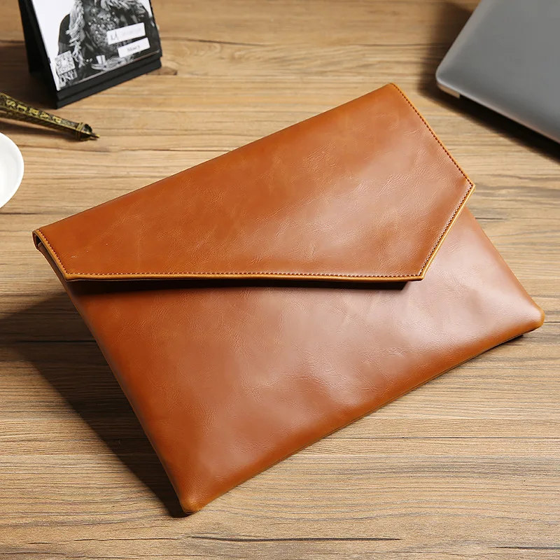 

Clutch Bag Envelope A4 Data Bag Thin File Package Portafolio Briefcase Men Work Bag Business Office File Bag PU Leather Glossy