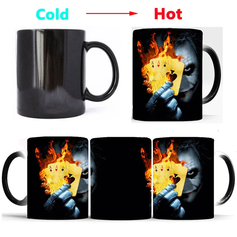 

2019 New 3 Styles Batman Joker Mug Cold Hot Heat Clown Color Changing Magic Mug Tea Milk Cups Gift for Friends Free Shipping