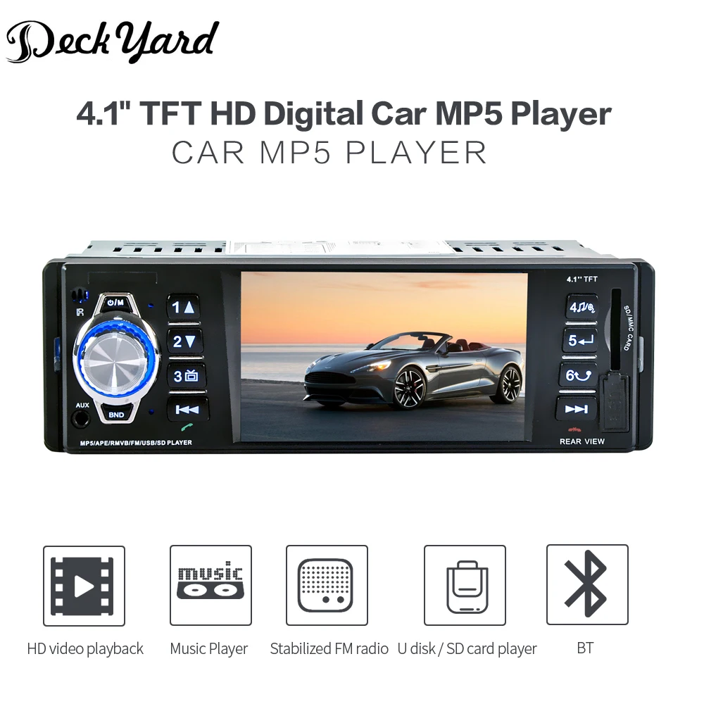 DeckYard Handsfree Car Radio Music Player Support Bluetooth MP5/MP4/MP3