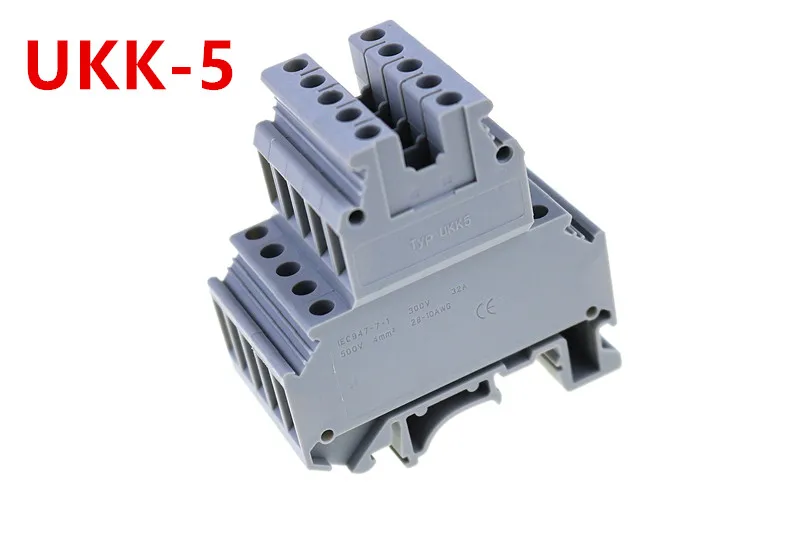 

10pcs / box UKk5 Wire Terminal blocks universal DIN rail lug plate Wiring Cable row connection copper DIN rail mounted UKK5