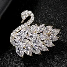 3 Colors Luxury Zircon Cute Crystal Swan Brooches for Women Elegant Scarf Pins Dress Wedding Corsage Pin Fashion Jewelry broche crystal sunflower brooches lapel pins for women corsage scarf dress decoration