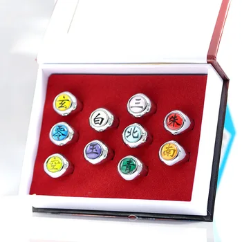 

10pcs Hot Fashion Naruto Nagato Pain Uchiha Itachi Hidan Deidara Orochimaru Akatsuki Deidara Cos Ring Action Figure Toy