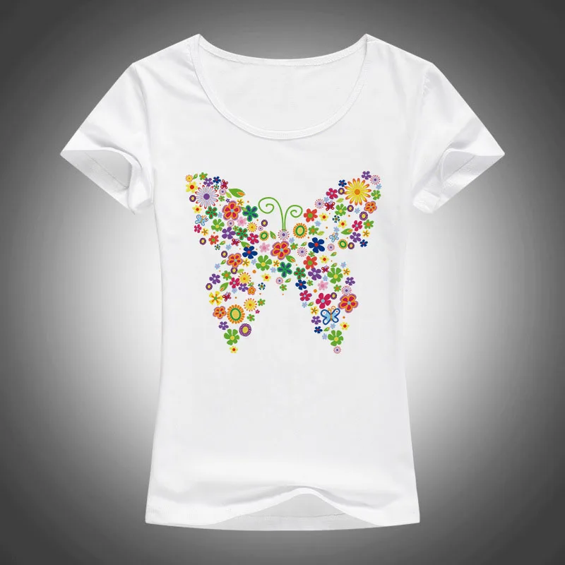 2017 new creative flower butterfly design women fashion t modern t shirt design