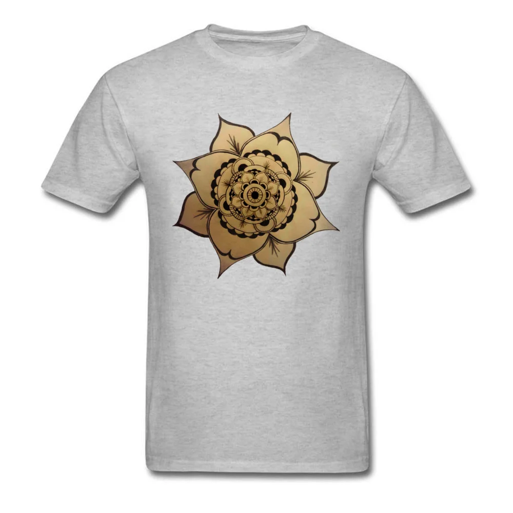 Mandala 100% Cotton Birthday T Shirt Fashion Short Sleeve Men T-shirts Geek Mother Day Tees Round Neck Drop Shipping Mandala grey