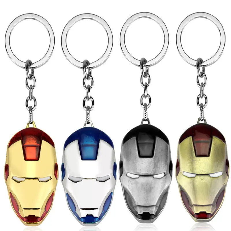 Marvel Avengers Iron Man Metal Mask Keychain Key Chain Ring Keyring
