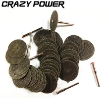 CRAZY POWER 32Pcs/Set 32*2mm Mini Dremel Rotary Tool Metal Cutting Disc Accessories Circular Saw Blade Witn 3PCS Connecting Robs