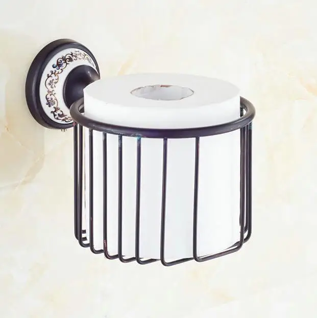 Black porcelain decoration finish copper Brass Bathroom accessories Bath Hardware Set Towel Rack Towel Bar Paper Holder