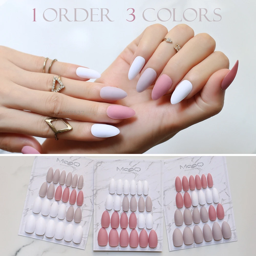 Brick Red Stiletto Matte False Nails Diy Multicolor White Nude Color Fake Nail 3 Colors Fashion Full Nail Tips Finished Product False Nails Aliexpress