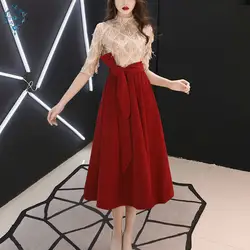 Ameision 2019 Robe de soiree Новое Элегантное Длинное Вечернее Платье с круглым вырезом и кисточками блестящее атласное платье для выпускного вечера